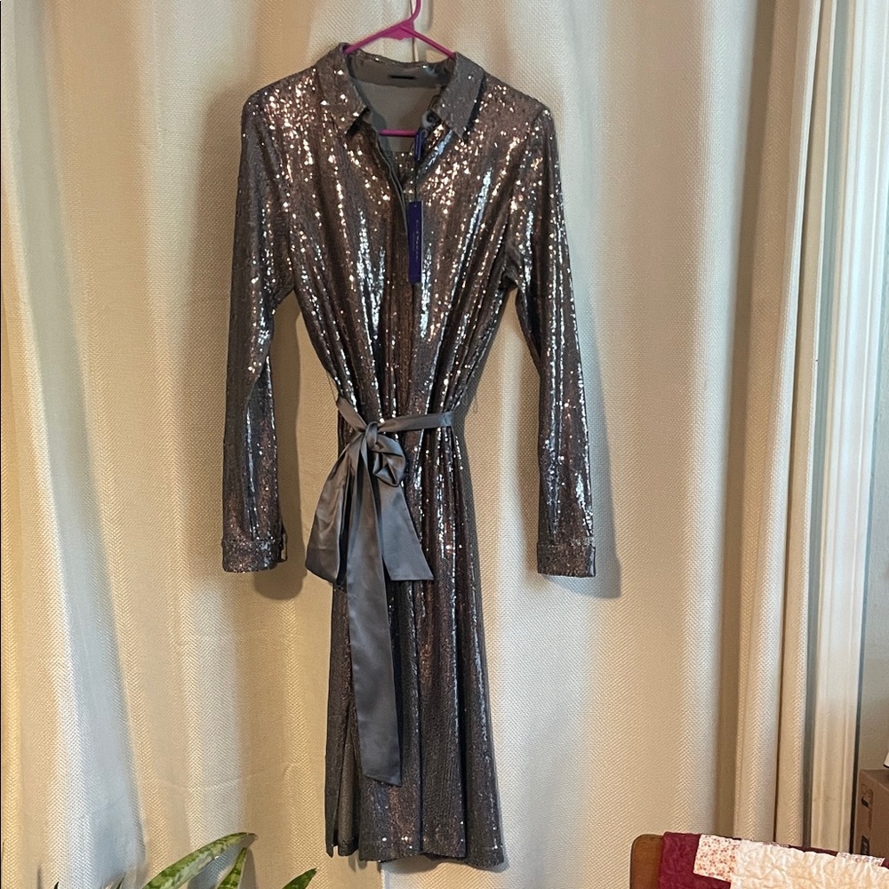 Elie Tahari Metallic Sequin Dress
